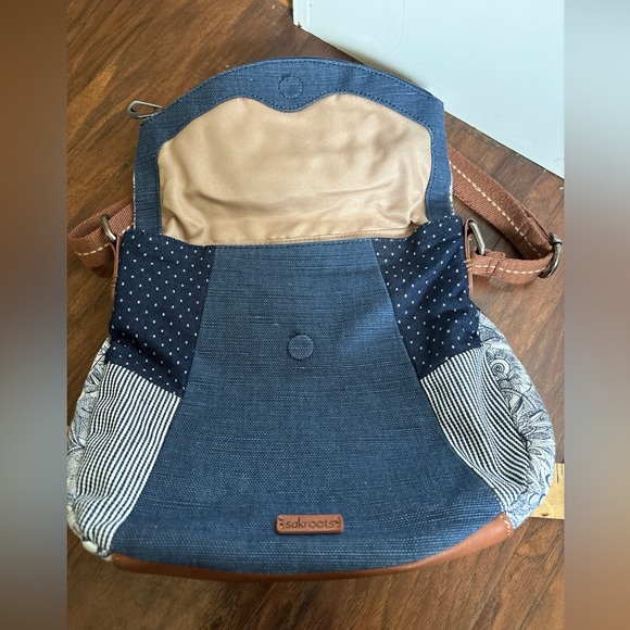 The Sak Sakroots Foldover Crossbody Bag blue denim Navy Desert - Picture 10 of 10